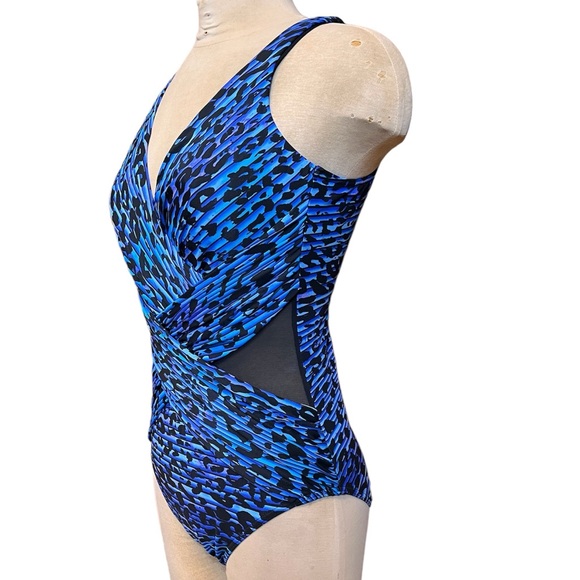 Miraclesuit Swimsuit Purrfection Crossover One Piece Animal Print 10 12 - Picture 2 of 7